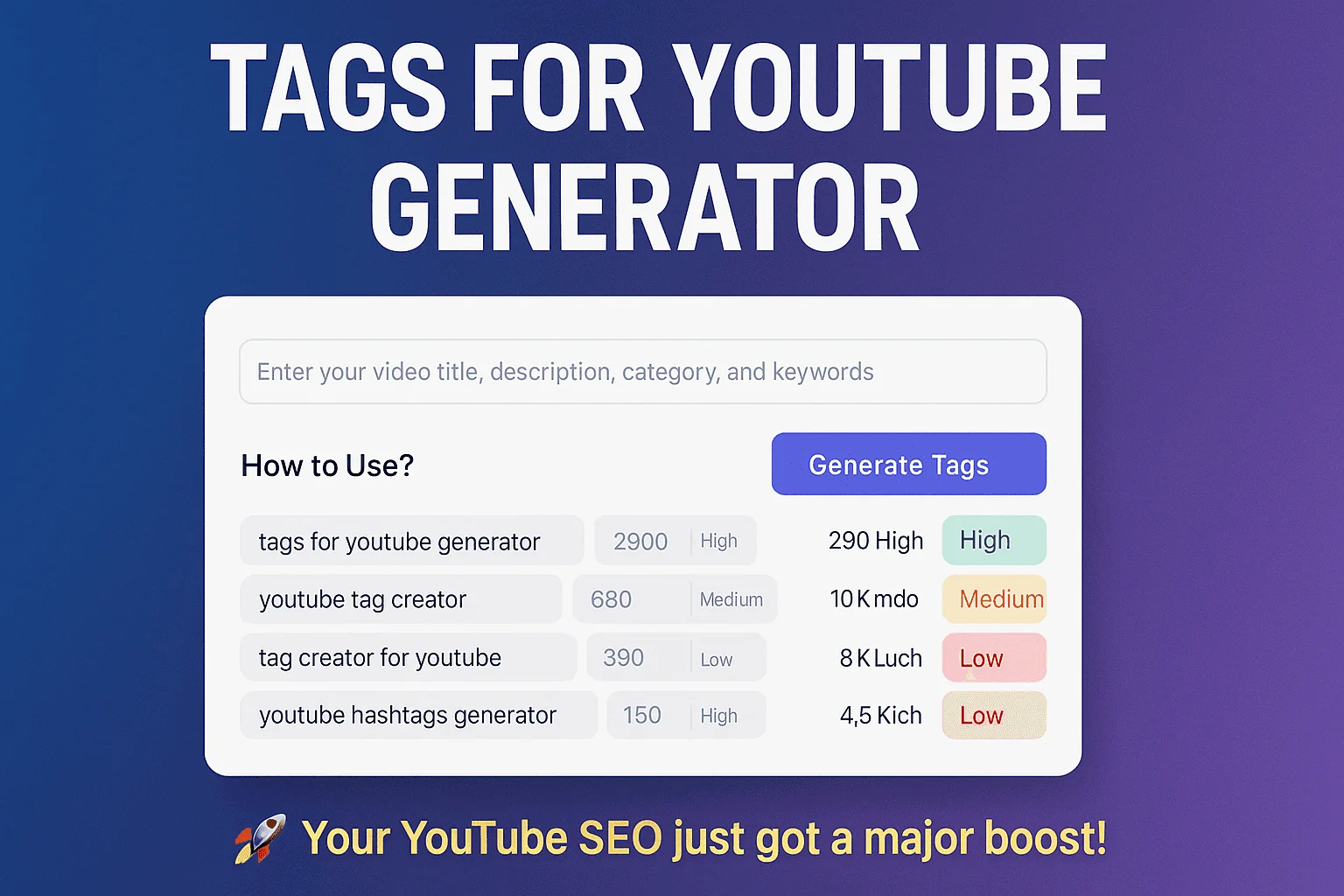 Free YouTube TAGS Generator | AI-Powered Tool Free-YouTube-Tags-Generator